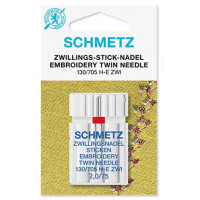 Двойная вышивальная игла Schmetz Twin Embroidery №75/2,0 (130/705H-E ZWI)