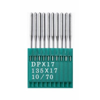 Промышленные швейные иглы Dotec DPx17 № 10/70 для колонковых и прямострочных машин, тяжелые ткани и кожаные изделия