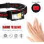 Фонарь налобный WD159 c CREE L2+COB+RGB диодами аккумуляторный с сенсором, на магните