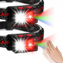 Фонарь налобный WD159 c CREE L2+COB+RGB диодами аккумуляторный с сенсором, на магните