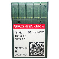 ИГЛА ШВЕЙНАЯ ПРОМЫШЛЕННАЯ GROZ BECKERT DPx17 № 160 GEBEDUR 10 шт для колонковых и прямострочных машин, тяжелые ткани и кожаные изделия