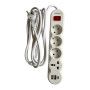 Подовжувач RF-3 метра, 3 розетки + 1 універсальна + 2 USB/1 Туре-С, з вимикачем, провід 3x1 мм2, із заземленням