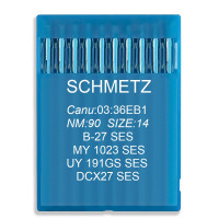 игла Schmetz B-27 SES, MY 1023 SES , UY 191 GS SES, DCx27 SES № 90 10 шт трикотаж 